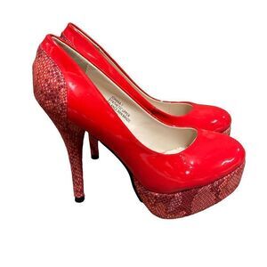 Red Patent & Snakeskin Platform Stiletto Size 8 NWOT